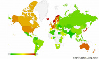 Ranking of countries by cost of living in the world